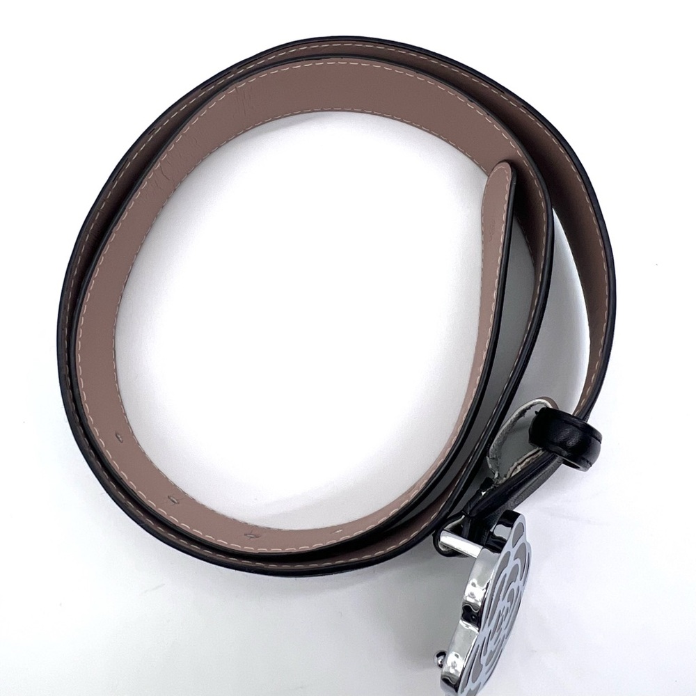 Coach Black & Blush Reversible Leather Belt with Floral Buckle- 40” - Picture 13 of 16